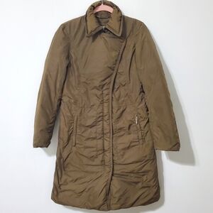 Add Womens Down Insulated Olive Green Taupe Long Coat Parka Size 0